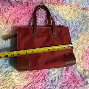 Women’s Red Canvas Tote with Brown Trim